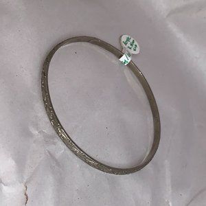 Vintage Silver Plated Bangle Leaf Pattern Bracelet